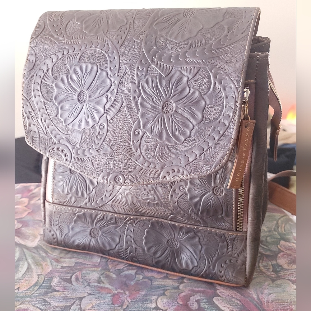 Brown Embossed House Of Flynn Camera Backpack